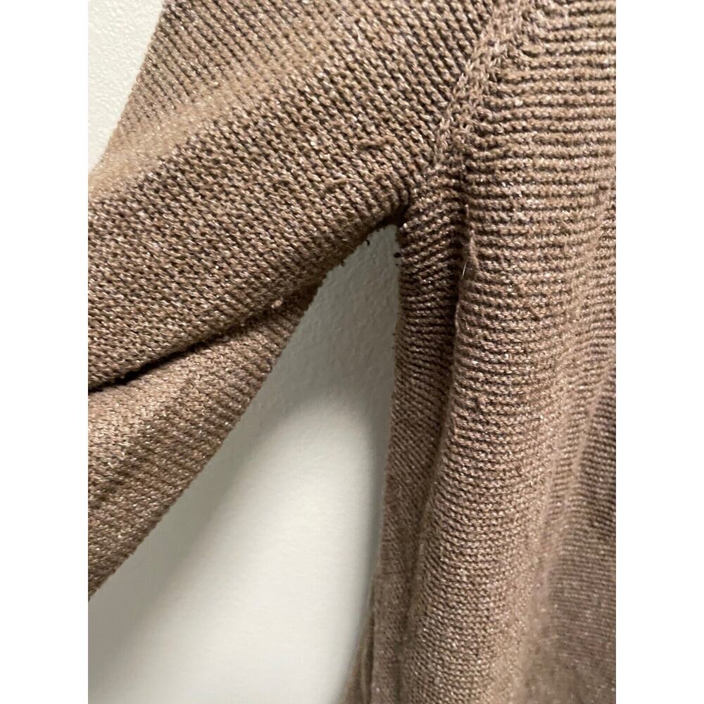 J. Jill Womens Cardigan Large Brown Silk Blend Knit Open Front Pockets Relaxed - Picture 3 of 9